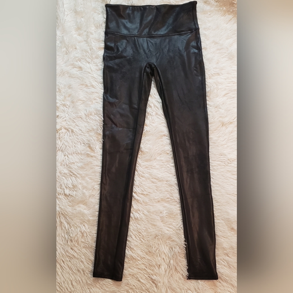 SPANXshape Faux Leather Black Leggings, Size: Small - Picture 2 of 10